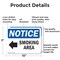 Signmission Smoking Area (Left Arrow), 10 in W x Rectangle, Aluminum OS-2PACK-NS-A-710-L-18352 - alternate 2